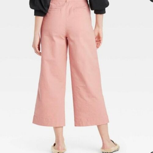 Women's High Rise Cropped Wide Leg Pants A New Day Pink Size 4