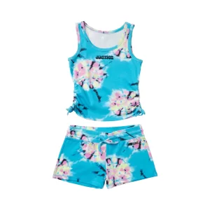 Girls Cinch Side Tank & Short Outfit Set – Blue
